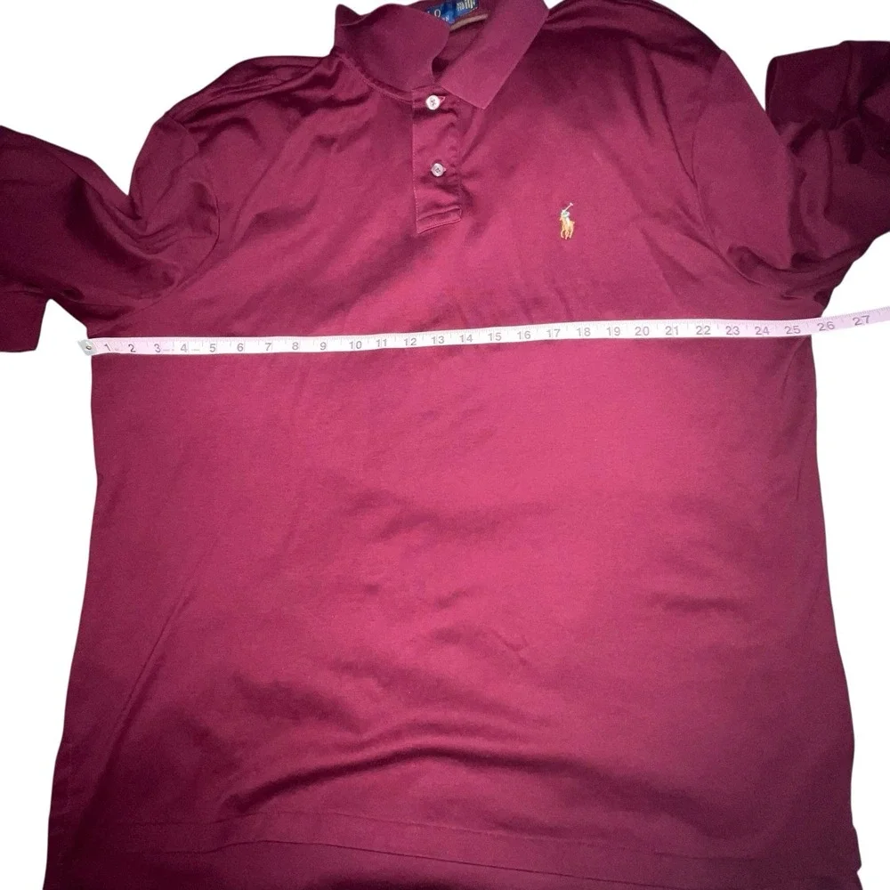 Polo Ralph Lauren‎ Long Sleeve Polo Shirt Classic Fit Burgundy Men  XXL Cotton